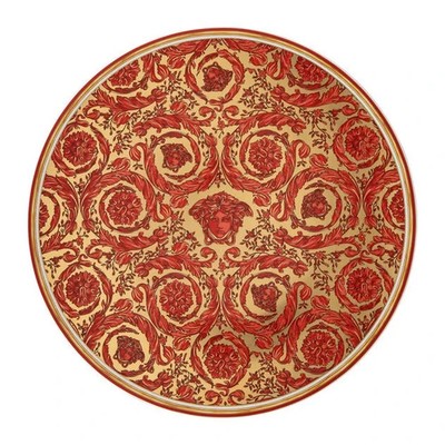 VERSACE BY ROSENTHAL, GERMANY  ''MEDUSA GARLAND RED''  CHRISTMAS PLATE. 13 INCH