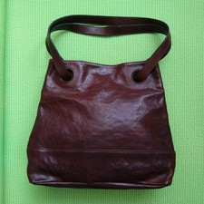 IL BISONTE Dark Brown Leather Tote Bag Authen...