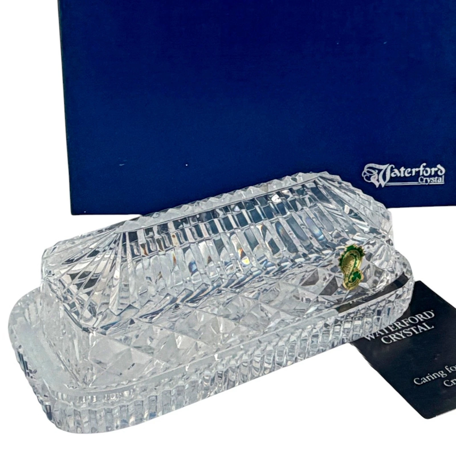 Waterford Crystal Covered BUTTER Dish 1/4 Stick Ireland Made Brilliant Cuts
Opens in a new window