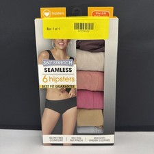 Fruit of the Loom Women's 6 Pack 360 Stretch Seamless Hipsters - Size 6 M - New