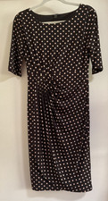 FOREVER BLACK AND WHITE POLKA DOT KNEE LENGTH DRESS POLYESTER SIZE S