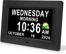 Digital Calendar Dementia Alarm Clock with Day and Date for Elderly - 15 Alarms