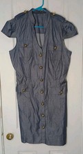 Express Dress Women 12 BlUE Chambray Sheath Shirt Classic Casual E6