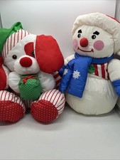 Vintage Fisher Price Christmas Puffalump Puppy Dog W Snowman Stuffed Plush