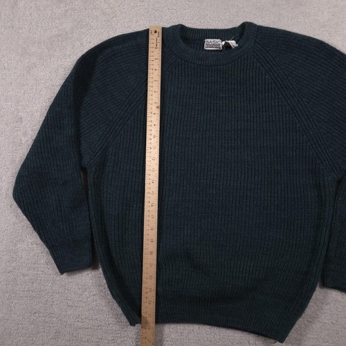 Basic Editions Sweater Mens Large Green Ribbed Knit Crewneck Raglan Pullover - Picture 6 of 10