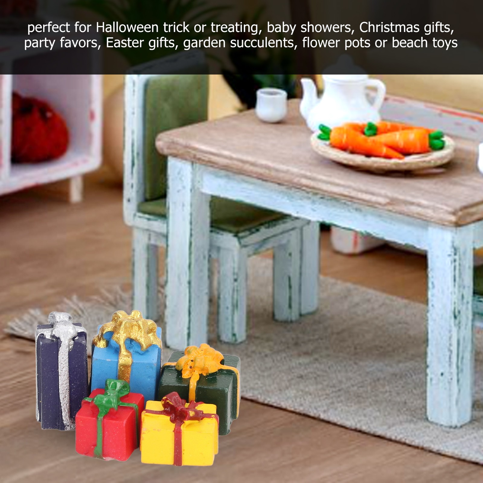 25Pcs Miniature Christmas Present Boxes Resin Ornaments For 1:12 Dollhouse Decor