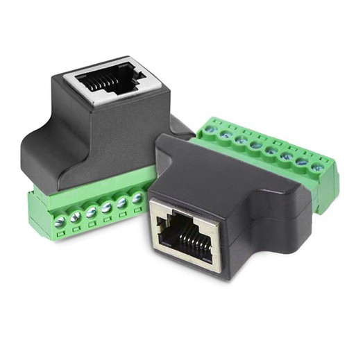 8 Pin For RJ45 Female Terminal Block Adapter Green Screw Design 2 Pack - Afbeelding 5 van 6