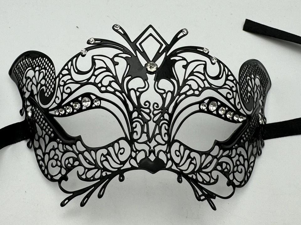 Máscaras venezianas 3D conjunto cosplay de 4 diamantes e renda de metal - Imagem 2 de 4