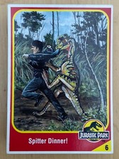 Vintage Kenner Jurassic Park Collector Card - #6 Dilophosaurus - Spitter Dinner