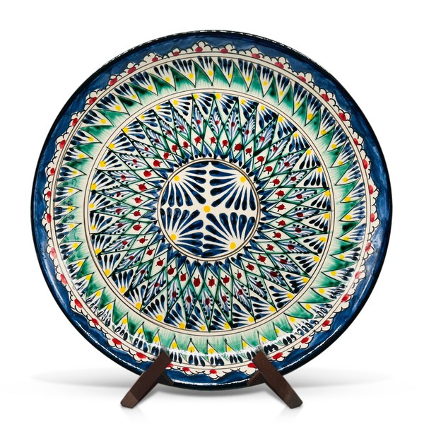 Ø 32 Cm Usbekische Ljagan Plate Teller Lagan S1 Handgemalt Keramik Servierteller-image