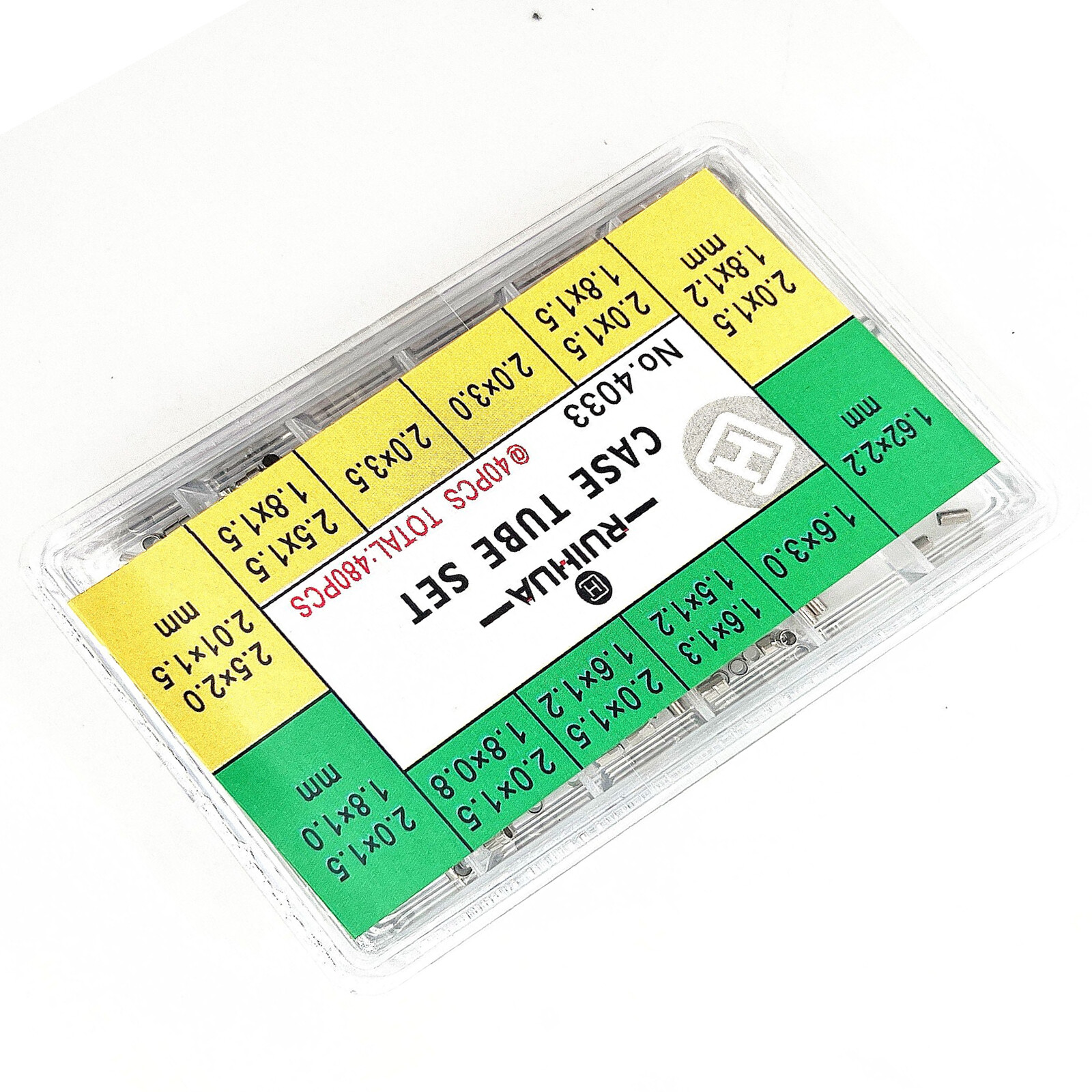 480Pack Stainless Steel Watch Case Waterproof Tube Assortment Repair Box Kit