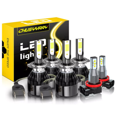 For BMW 528i 535i 550i 2008-2010 LED Headlight High Low + Fog Light Bulbs 6000K