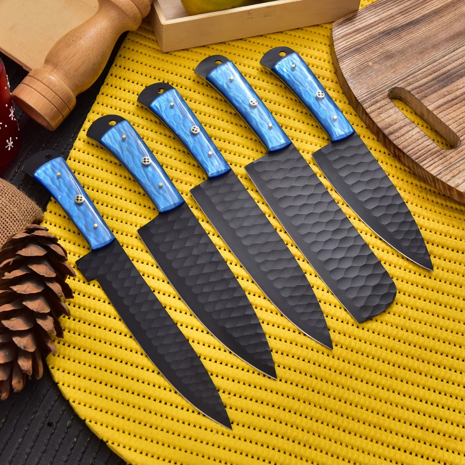 CUSTOM HANDMADE POWDER COATING STAINLESS STEEL KITCHEN CHEF KNIFE SET ROLL BAG
