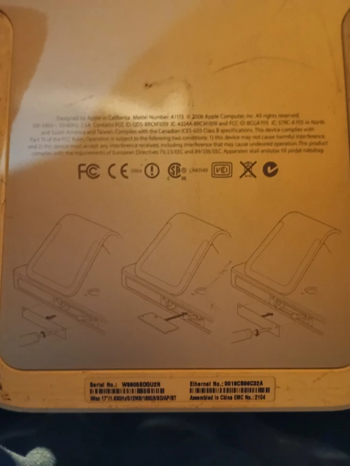 Apple iMac 17" A1173 Early 2006 C2D T2400 1GB RAM 160GB HDD ATI Radeon X1600 - Image 2 of 2