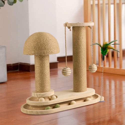 TALL LARGE CAT SCRATCHING POST STRONG NATURAL SISAL POLE HEAVY DUTY BASE TOY UK