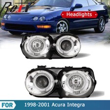 1998-2001 Chrome Headlights For Acura Integra Clear Halo Projector Front Lamp