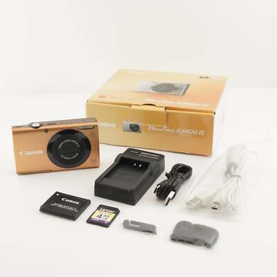 Canon PowerShot A3400 IS Gold In Box With 4GB SDHC Card from Japan