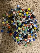 Mixed Lot 55 Assorted Old Vintage To Modern Colorful Glass Marbles WASHED 