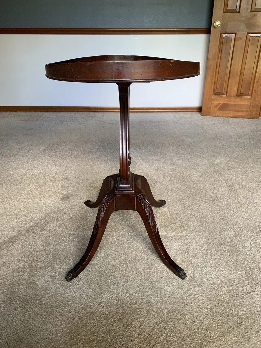 Vintage Mersman 1940s Mahogany Duncan Phyfe Oval Side Table Harp Claw Feet 6651
