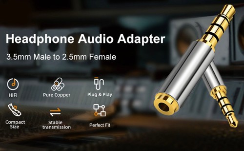 2.5mm to 3.5mm 4 Pole Stereo Headphone Audio Adapter | Male to Female - 第 4/8 張圖片