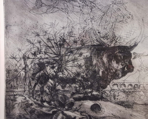 HOI LEBADANG (VIETNAM/FRANCE) 1980 PENCIL SGND B/W ETCHING #86/100 W/BULL/HORSES - Picture 5 of 18