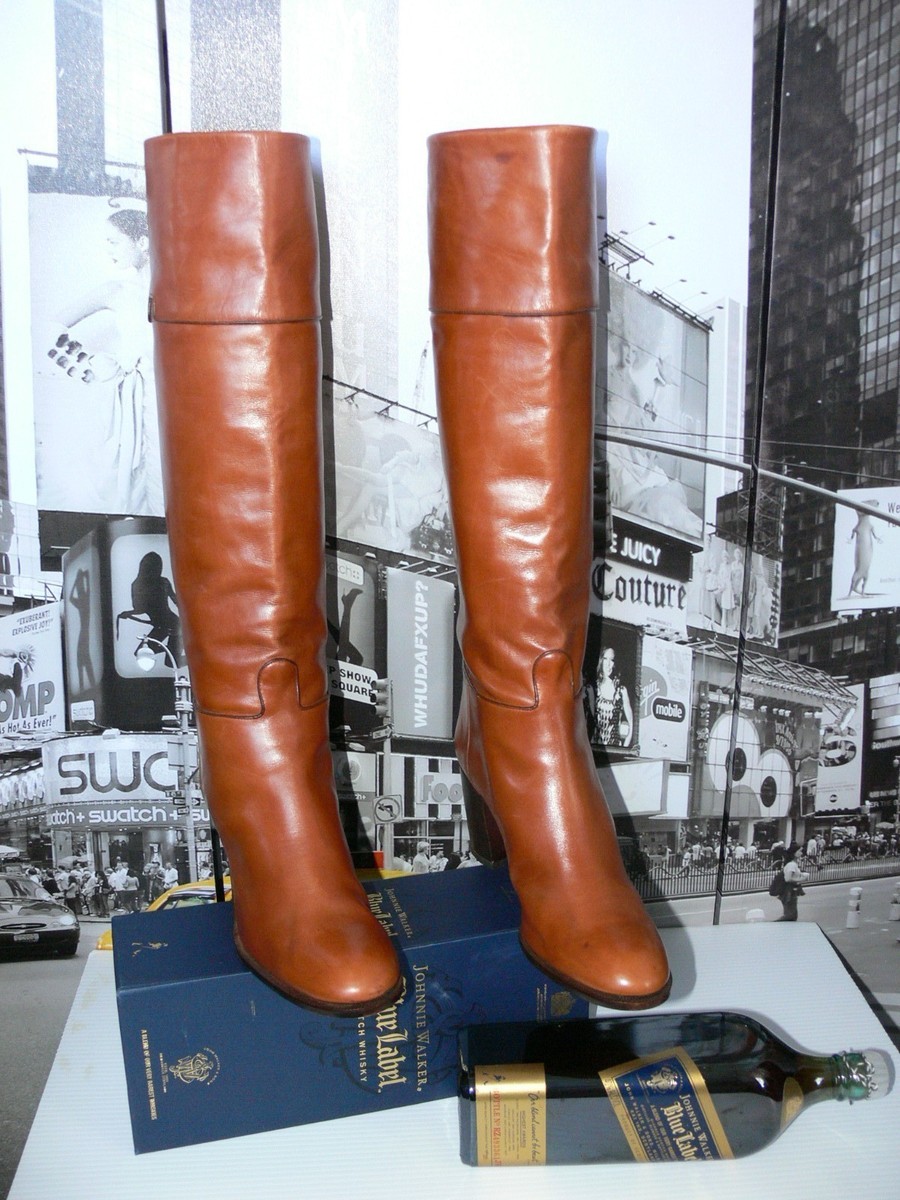 Vintage Tanino Crisci Cognac Brown Tall Equestrian Leather Vintage Tanino Crisci Cognac Brown Tall Equestrian Leather