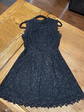 Alya Black Sleeveless Dress Lace Overlay Cocktail Party Short Open Back Medium