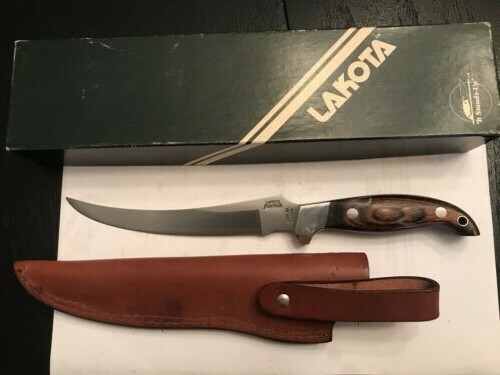 Lakota Fish Hawk mint boning knife, sheath Seki Japan box & paper