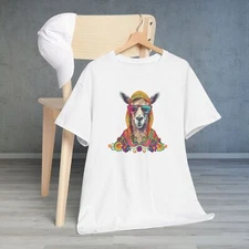 Funky groovy colorful retro graffiti hippie llama plus size tee