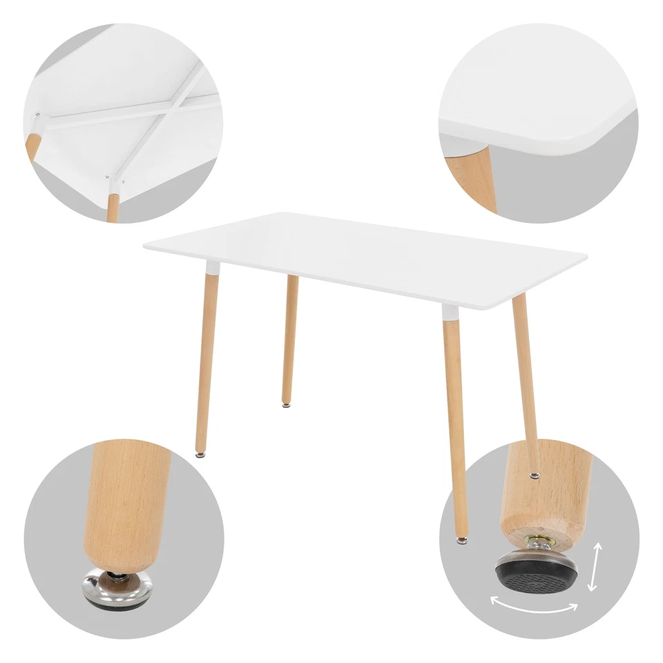 Mesa rectangular de madera para comedor 120x70x74,5 cm apta para 4-6 personas - Imagen 4 de 4