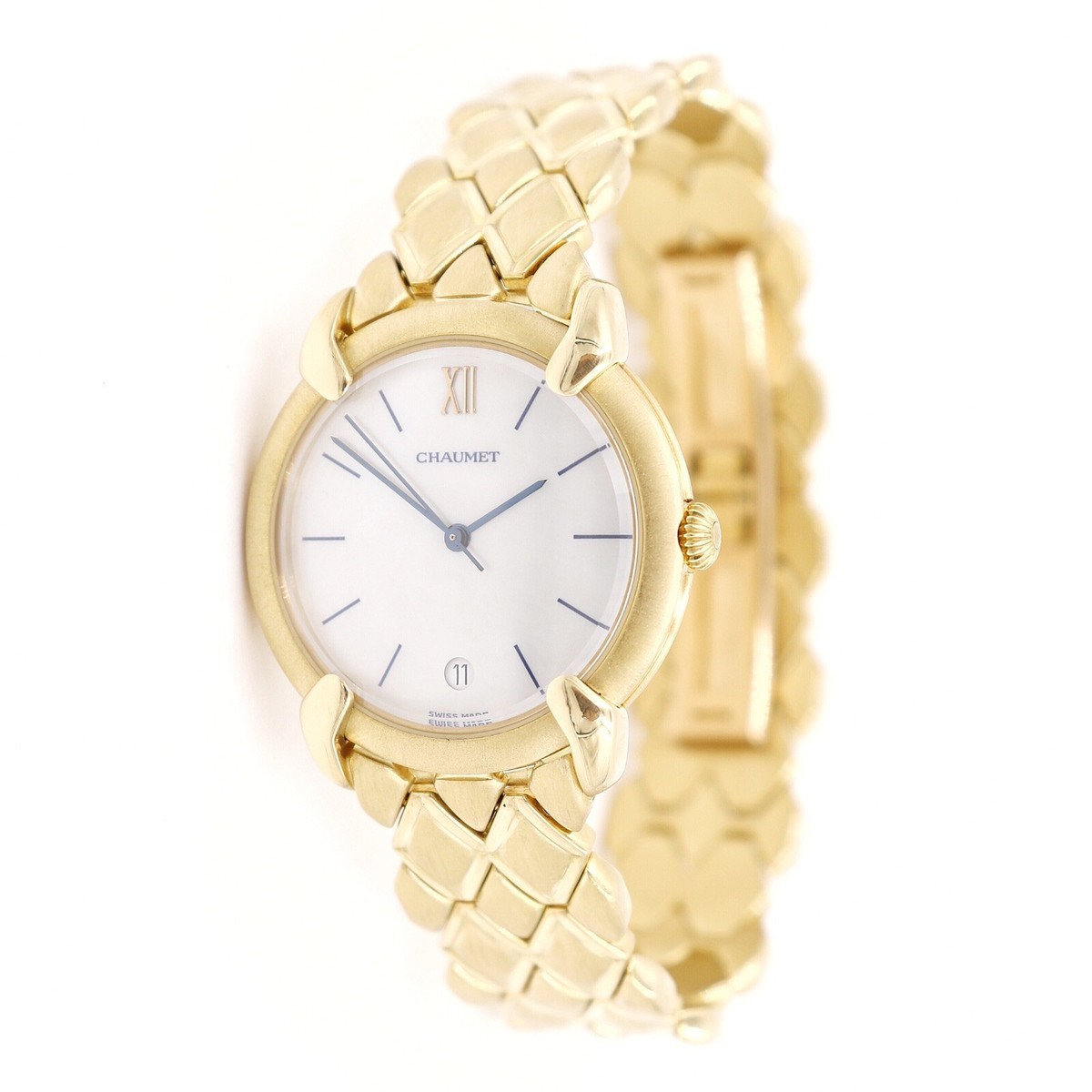 Chaumet Paris Elysees White Dial Solid 18k Gold Swiss Made 32mm 