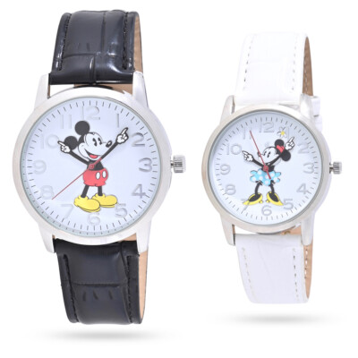 Disney MK50007 Mickey and Minnie His and Hers Blk White Watch 2