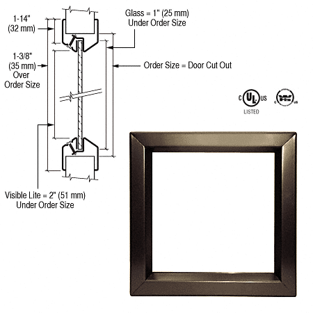 CRL VLFEZ12X12 12" x 12" Door Vision Lite - Picture 2 of 3