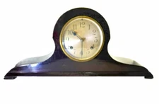 VTG 1920's New Haven Tambour No. 50 Hump Back Style Mantel Clock With Key Works