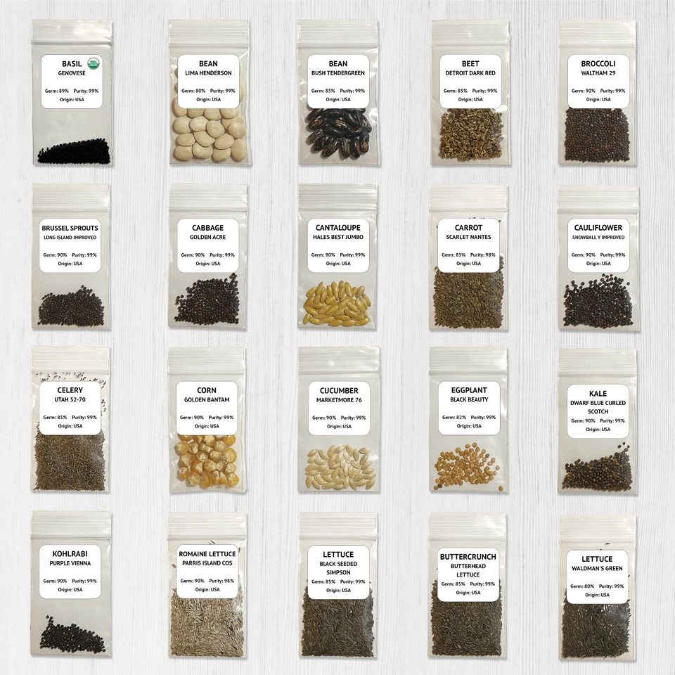 Kit de jardín de supervivencia de semillas vegetales de reliquia - más de 18.000 semillas, 39 variedades Foto 3 de 4