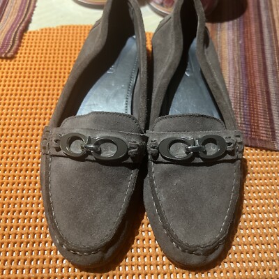 Coach Fortunata Women's Size B Brown Leather Loafers Gold