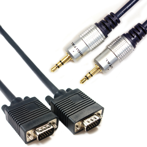 10M PC Laptop To TV Cable Kit VGA SVGA Male Cable & 3.5mm Jack Plug Audio Lead - Picture 1 of 1