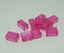LEGO: 10x brick 1 x 2 - ref 3065 trans dark pink - set 41195 41196 41153