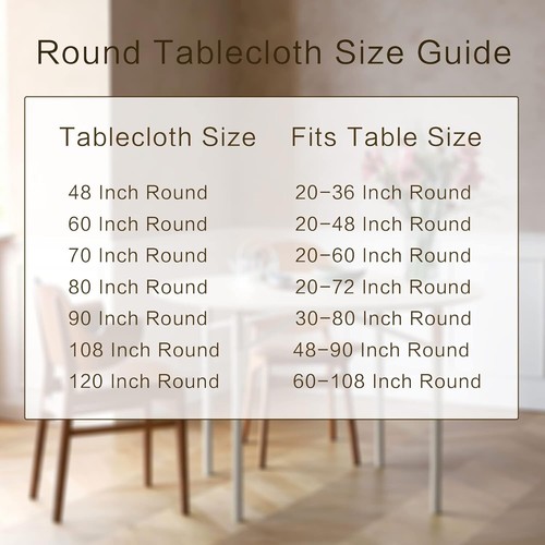 Round Tablecloth Water Resistant Polyester 60 Inch Spill Proof Washable Ideal... - Picture 9 of 9