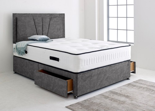 Divan Bed Reinforced Base with Headboard Luxury Fabric Single, Double, King Size - Picture 5 of 16