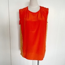 3.1 Phillip Lim Orange Silk Top Sequins Panels Sz S