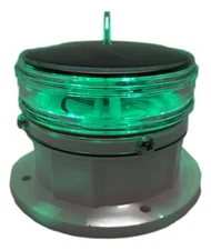 Marine Solar Warning Light - GREEN LED Marine Dock Barge Safety Beacon Light 2NM