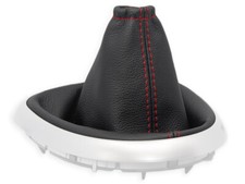 SCHALTMANSCHETTE FÜR NISSAN QASHQAI 2006-2013 SCHALTSACK SCHWARZ LEDER NAHT ROT