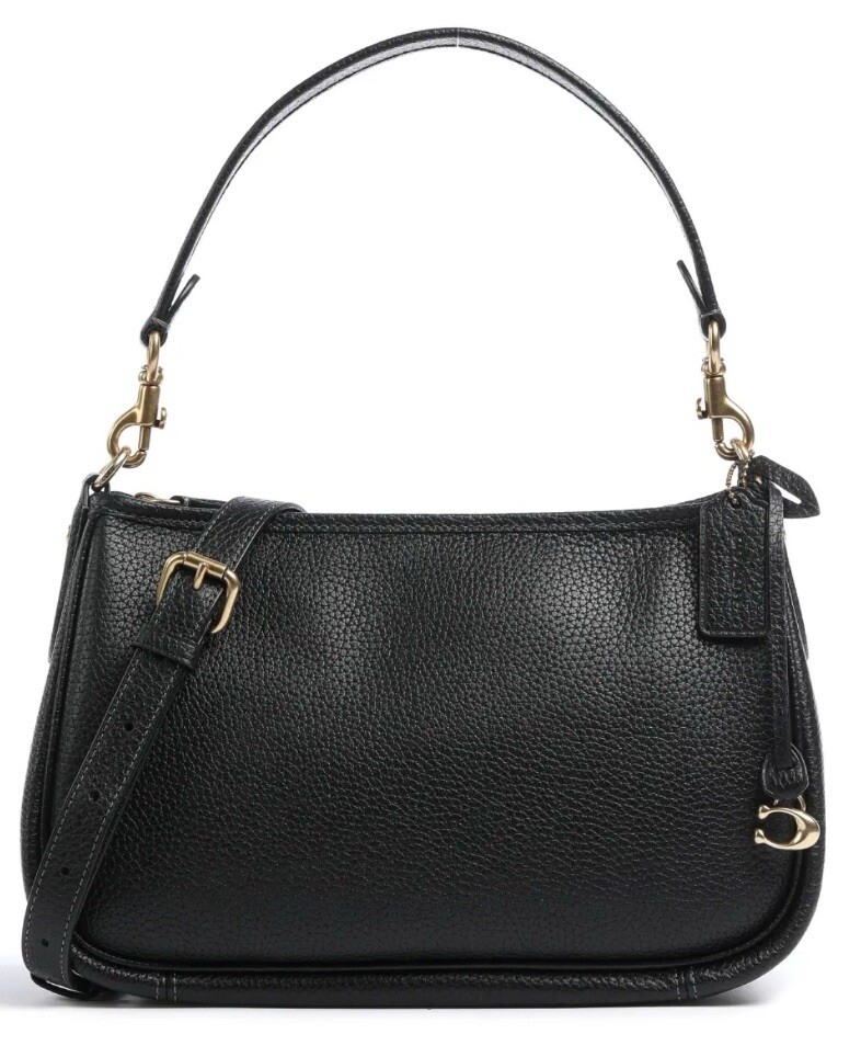 Coach ◆ CC437 Cary Crossbody Coach Cary Shoulder Bag Crossbody Black Soft Pebble Leather