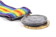 A pair of WWI War and Victory medals. Awarded to '121823 Pte A Oug, R.A.M.C'