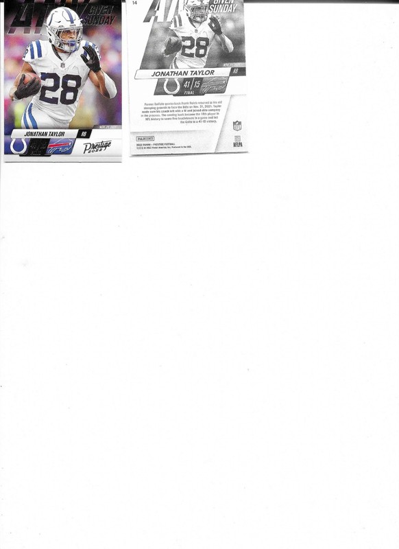 JONATHAN TAYLOR BUFFALO 2020 CARD 14 PANINI