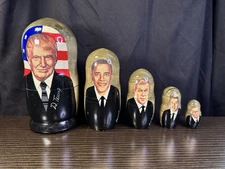 American Presidents Matryoshka Nesting Dolls - Hand Painted, 5 Pieces 7.5”