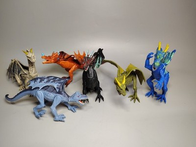 Lot of 6 Kid Galaxy Poseable Dragon Figures Medieval Fantasy Dragons Action