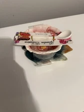 Garden Collection Corner Ruby Pink Peony Flower Tea Cup w/ Leaf Saucer & Spoon