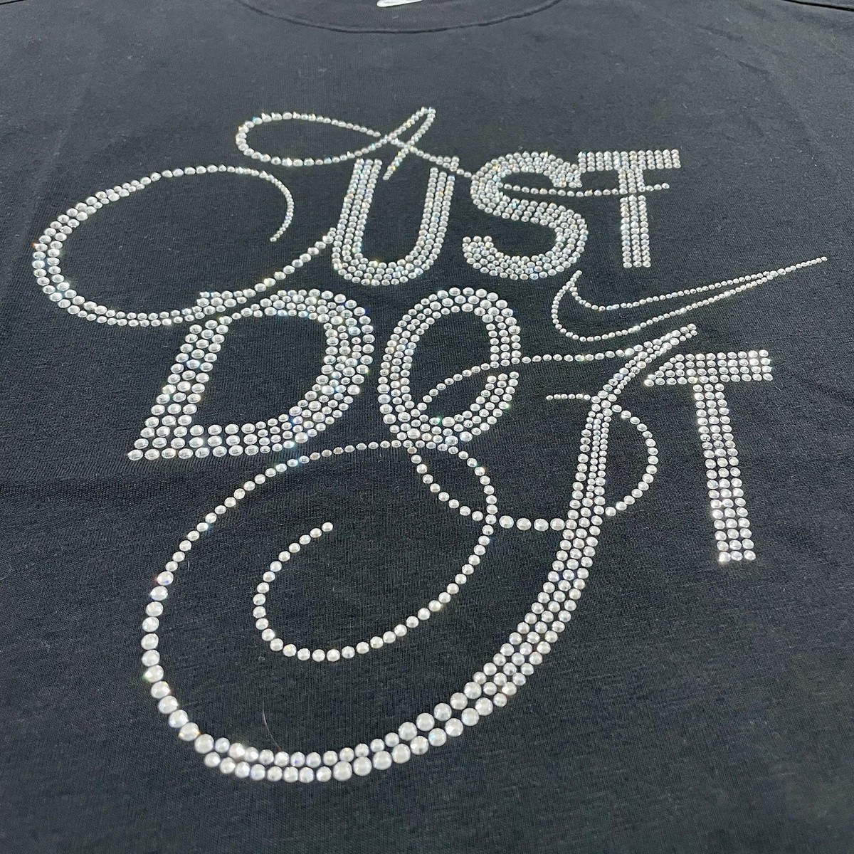 Nike Just Do It Rhinestone Oversized Shirt Women's Medium Black